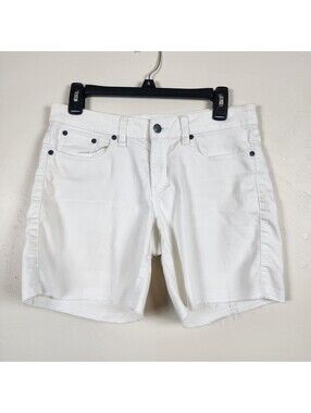 Prana Buxton White Frayed Hem Denim Shorts Womens Size 4 / 27 Cutoff Mid Rise